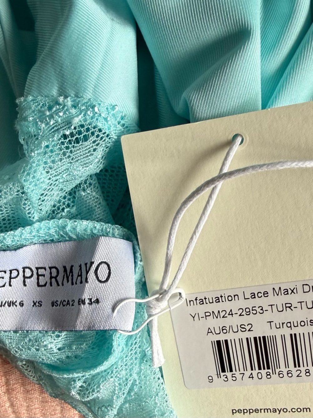 Peppermayo Powder Blue Off-Shoulder Maxi Skirt with Lace Waist - Picture 3 of 3